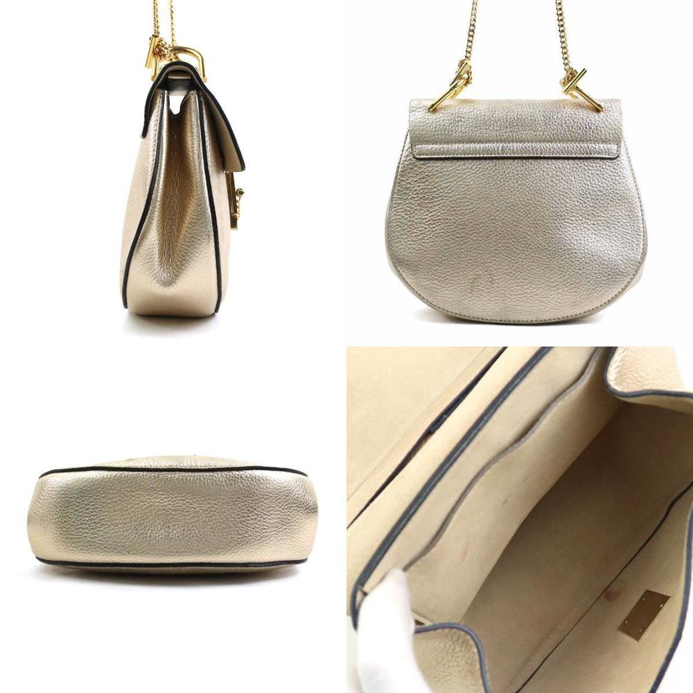 Chloe Drew Leather Shoulder Bag Gold - Picture 2 of 5